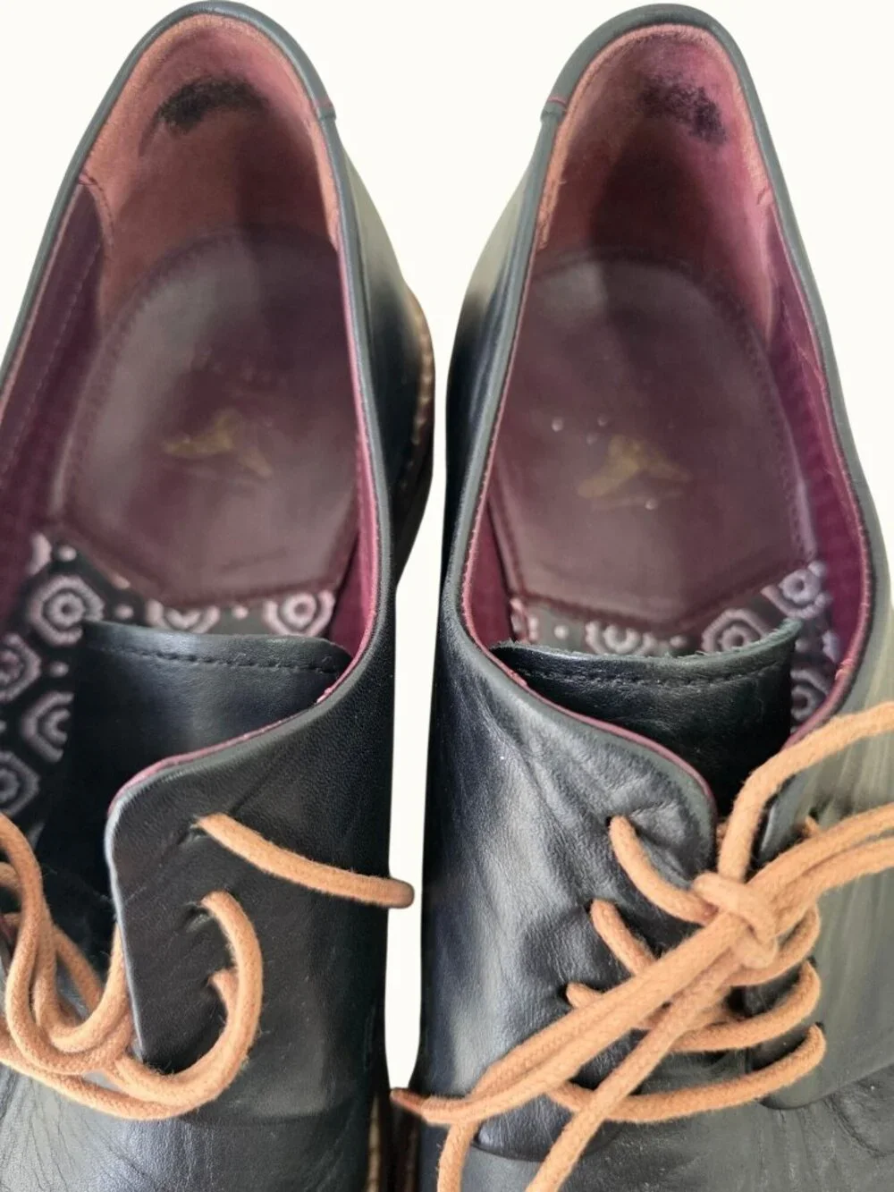 Ted Baker Irron Mens Derby Shoes US 9 Black Leather Oxford Brown Sole Lace Up